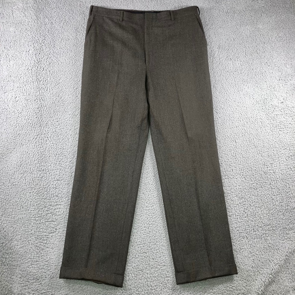 Vtg Brooks Brothers Brooksease Wool Pants Men 38x32 Flannel Made in USA Cuffed